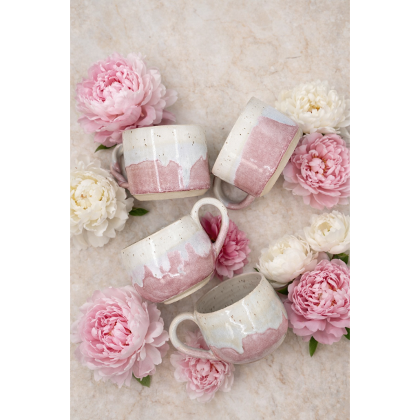 Krus m. hank, Lyser�d/hvid