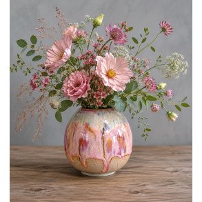 Vase, mellem, Jordb�rsorbet/gr�n