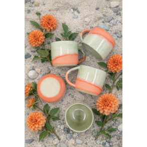 Krus m. hank, Orange/Pebermynte