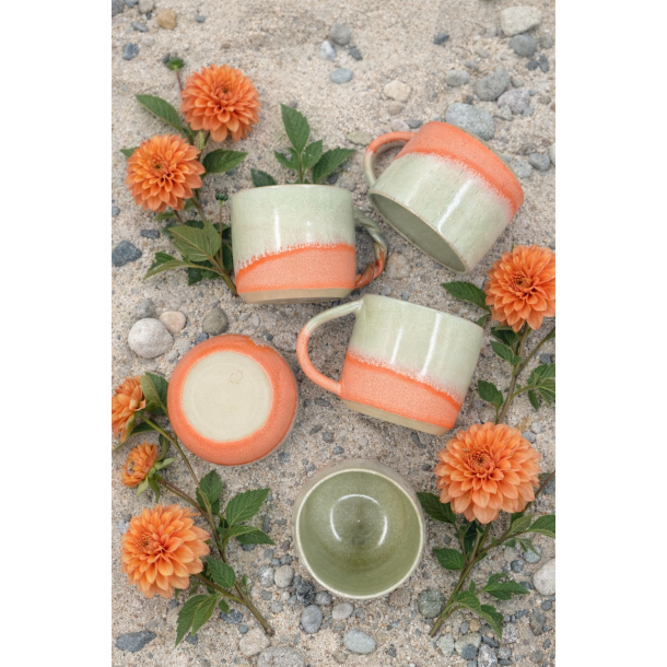 Krus m. hank, Orange/Pebermynte