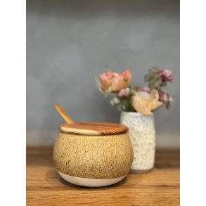 Krukke m. lg, Sand meleret (med hul til ske)