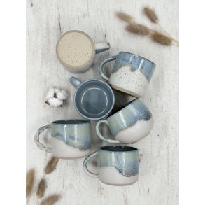 Krus m. hank, Creme/Lysebl