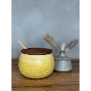 Krukke m. lg, Karrygul (m. hul til ske)