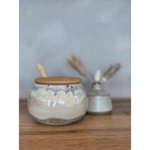 Krukke m. lg, Birk (med hul til ske)