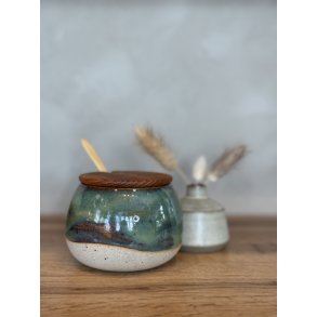 Krukke m. l�g, Gran (med hul til ske)