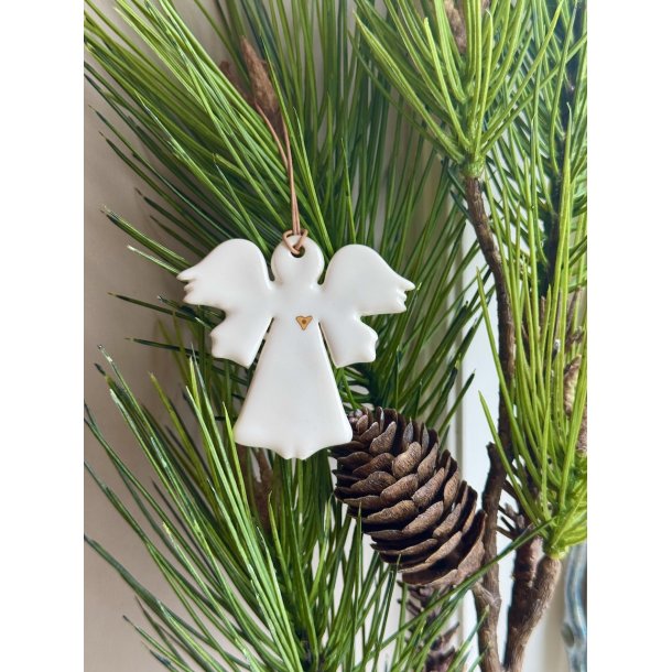 Engel m. guldhjerte - Juleophng, porceln