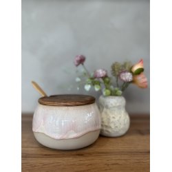 Krukke m. lg, Peach Melba (med hul til ske)