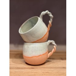 Krus m. hank, Orange/Pebermynte