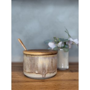 Krukke m. l�g, Caf� Latte (med hul til ske)