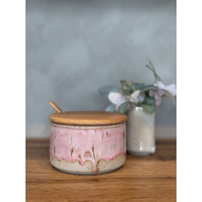 Krukke m. l�g, Jordb�rsorbet (hul til ske)