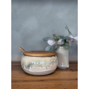 Krukke m. l�g, Oliven  (med hul til ske)