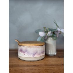 Krukke m. l�g, Peach Melba (med hul til ske)