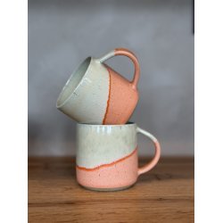 Krus m. hank, Orange/Pebermynte